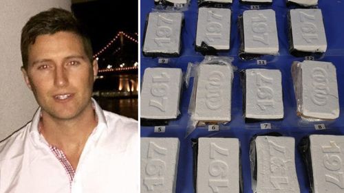 Former Rio Tinto executive Bennet Schwartz and an AFP photo of the seized cocaine.