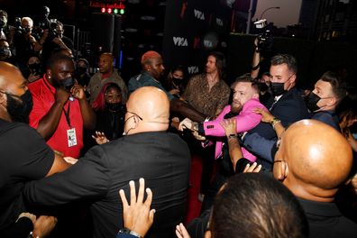 Conor McGregor and Machine Gun Kelly attend the 2021 MTV Video Music Awards at Barclays Center on September 12, 2021 in the Brooklyn borough of New York City. 