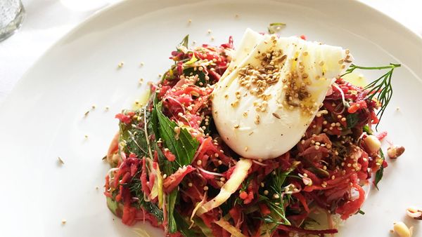Raw vegetables, sprouts, quinoa and poached egg by Mike McEnearney. Image: 9Kitchen