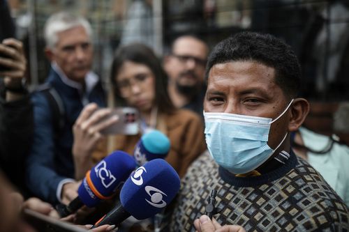 Manuel Ranoque, the father of two of the youngest Indigenous children who survived an Amazon plane crash that killed three adults, and then braved the jungle for 40 days before being found alive, speaks to media