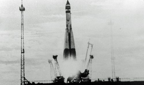 The start of the Space Race - the launching of a Soviet man-made earth satellite, Sputnik 1, in the 1950s. (AP).