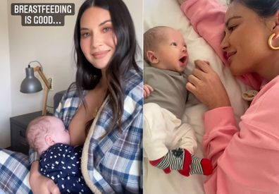Olivia Munn breastfeeding son Malcolm. 