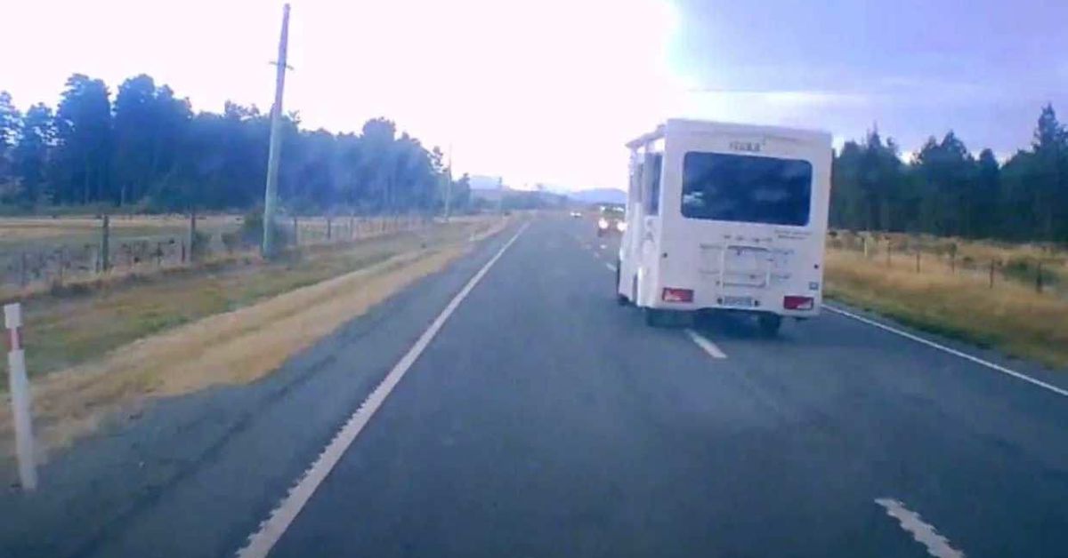 Dashcam shows campervan overtaking near miss on notorious NZ highway