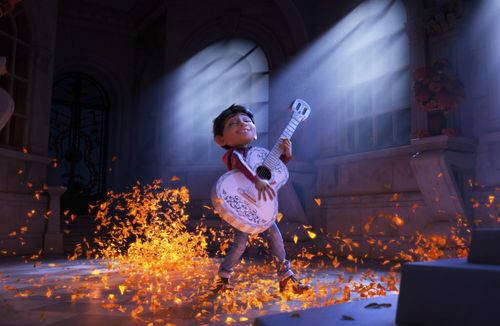 The Disney-Pixar film shows character Miguel, voiced by Anthony Gonzalez in a scene from the animated film, Coco. (AAP)