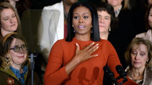 Michelle Obama during her final speech as FLOTUS. (AAP)