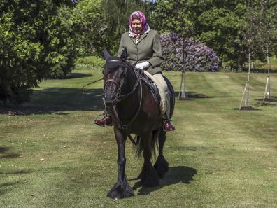 Queen riding pony during lockdown