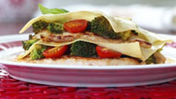 Broccoli and chicken lasagne