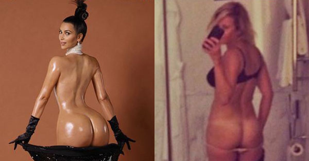 In your left corner, we have the oiled-up derriere of Kim Kardashian.... 