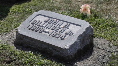 John Dillinger's purported grave in Indiana.