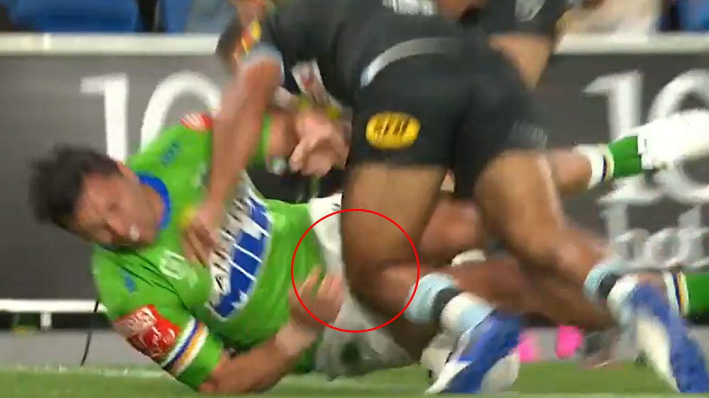 'He can't disappear': Raiders awarded controversial eight-point try against Sharks