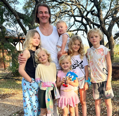 James Van Der Beek with his six children at their property.
