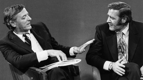 Edgar H. Smith Jr., right, appearing with William F. Buckley on his television program, "Firing Line." Mr. Buckley championed Mr. Smith's release from death row but came to regret it.