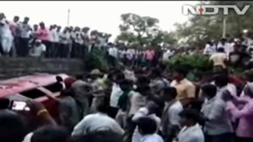 Video of the mob violence was broadcast on Indian television. Picture: NDTV