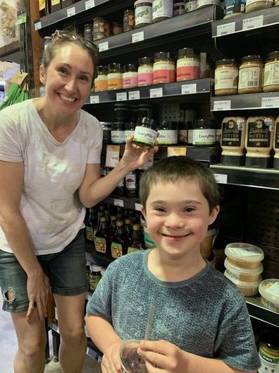 Mother and son visit Everymite product in healthfood stores