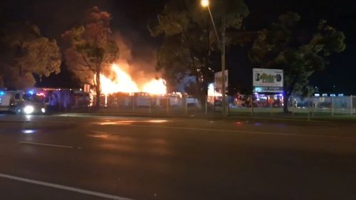 A crime scene has been established at the industrial yard following the fire.