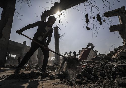 GAZA CITY, GAZA - MAY 10: A view of the destruction after Israeli army targeted the United Nations Relief and Works Agency for Palestine Refugees in the Near East (UNWRA) building in Jabalia Camp in Gaza Strip on May 10, 2025. (Photo by Mahmoud ssa/Anadolu via Getty Images)
