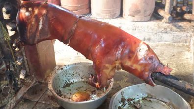 Spit pig roast, Bali street food
