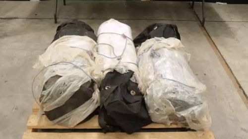 Inside New Zealand Customs discovered five large duffle bags containing approximately 190 kilograms of cocaine.