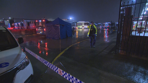 Emergency services were called to the scene about 8.30pm after receiving reports a pedestrian was hit by a bus.