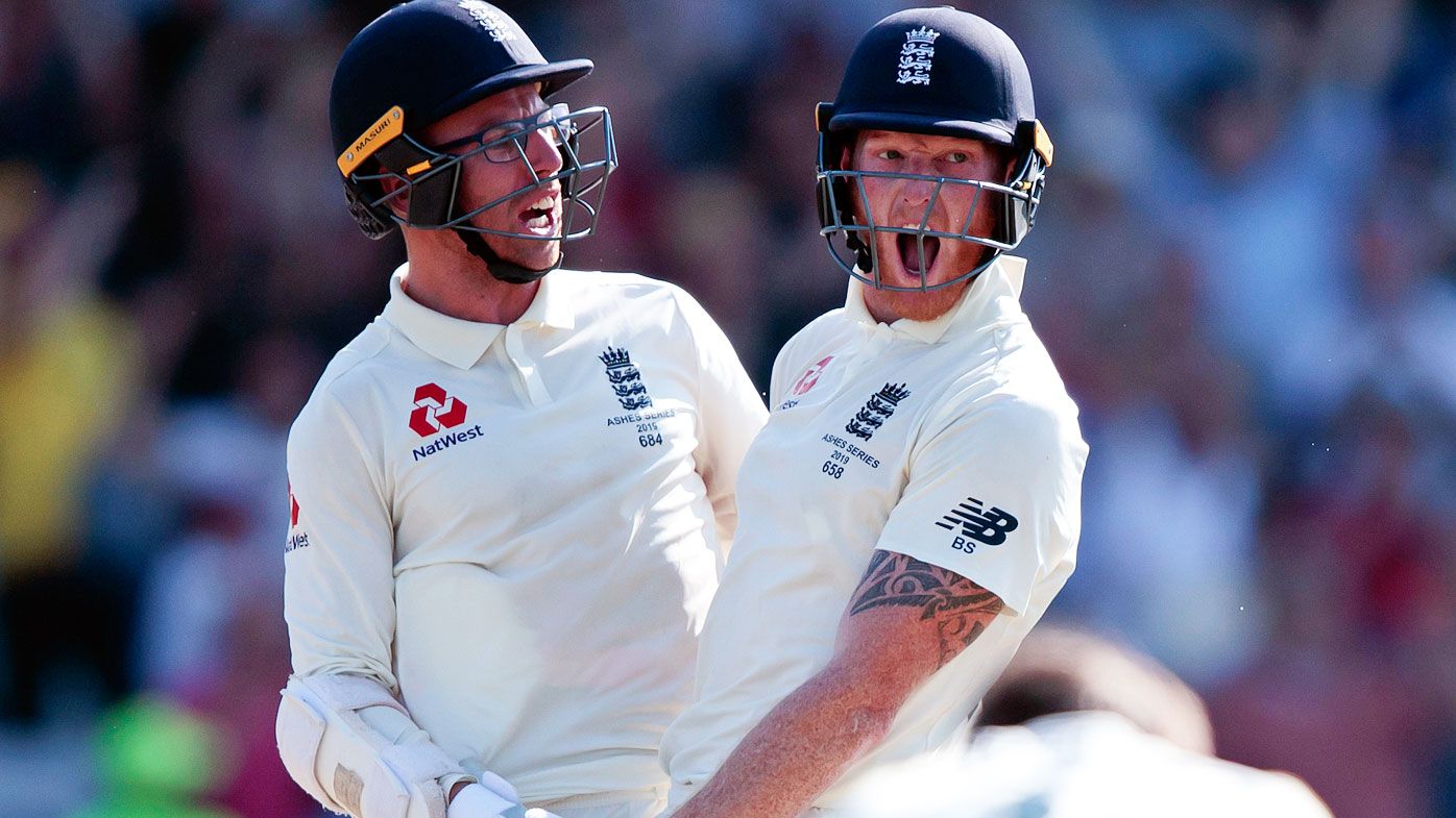 Ben Stokes celebrates his winning runs