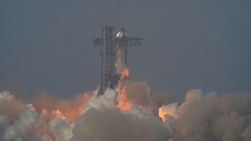 SpaceX's mega rocket Starship makes a test flight from Starbase in Texas.