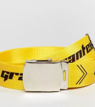 Granted webbing belt $60 at <a href="http://www.asos.com/au/granted/granted-webbing-belt-in-yellow/prd/8420061?clr=yellow&amp;SearchQuery=beltelt&amp;pgesize=36&amp;pge=0&amp;totalstyles=1022&amp;gridsize=3&amp;gridrow=9&amp;gridcolumn=1" target="_blank">Asos</a><br>