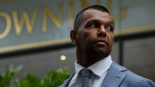 Wallabies player Kurtley Beale during a lunch break in his sexual assault trial at Downing Centre District Court in Sydney, NSW on Tuesday.