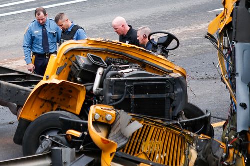 43 other people were injured after the bus collided with a dump truck and slid off the road. (Getty)