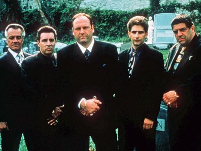 his undated publicity image released by HBO shows, from left, Tony Sirico, Steven Van Zandt, James Gandolfini, Michael Imperioli and Vicint Pastore,from the HBO drama series "The Sopranos"