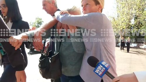 Avian Meller's family shielded her from the media as she left court this morning.