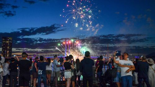 New Year's Eve fireworks at Docklands, Melbourne.