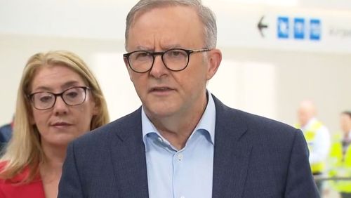 Anthony Albanese answers questions from reporters in Perth about the stage-three tax cuts.