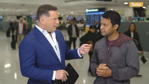 Velutha Parambath (right) speaks with Today host Karl Stefanovic.