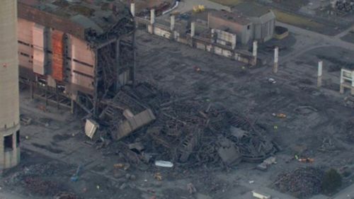 An aerial shot of the aftermath of the blast at Didcot power station. (BBC News)