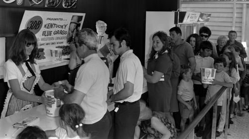 Then known as Kentucky Fried Chicken, the brand first opened in Guildford in Sydney's west and sold its world-famous fried chicken for as little as $1 in deals known as 'Thrift Boxes'. Picture: Supplied.