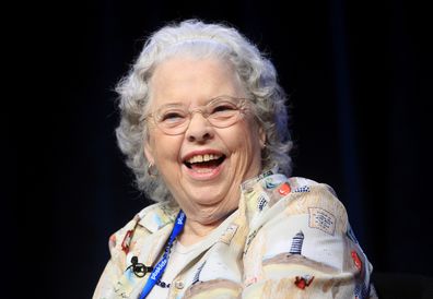 Joanne Rogers speaks onstage at the panel during day 2 of the PBS portion of the 2012 Summer TCA Tour held at the Beverly Hilton Hotel on July 22, 2012.