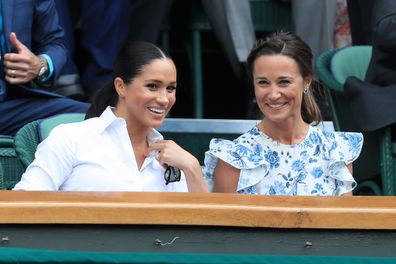 Meghan and Pippa and Wimbledon laughing