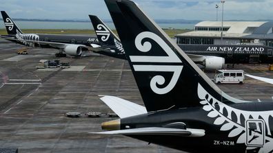 Air New Zealand passenger planes parked on the tarmac at Auckland International Airport