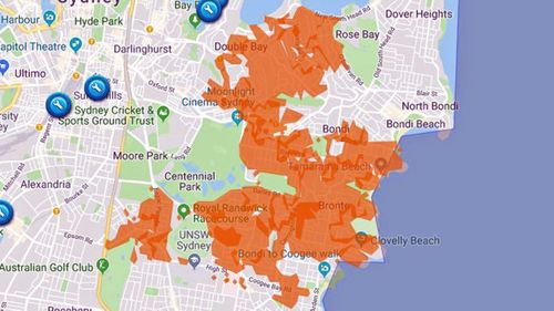 More than 45,000 people lost power shortly after 11.30am this morning in the city's eastern suburbs.