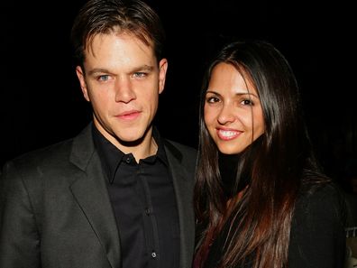NEW YORK - NOVEMBER 20: (U.S. TABLOIDS AND HOLLYWOOD REPORTER OUT)  Actor Matt Damon and fiance Luciana Bozan (nee Barroso) attend the "Syriana" premiere after party at The New York Public Library November 20, 2005 in New York City.   (Photo by Evan Agostini/Getty Images)