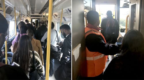 Images show passengers evacuating the train after an explosion on board at Parsons Green station in London. (AAP)