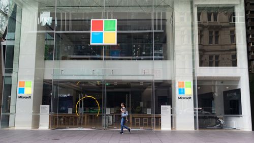 The Microsoft store in Pitt Street Mall, Sydney, has been closed due to the coronavirus pandemic. 7th April 2020