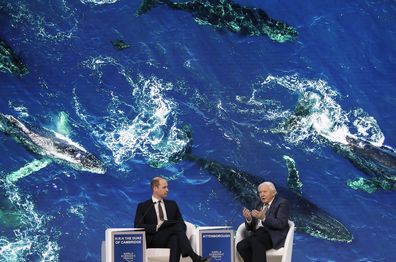 Prince William has taken to the stage at the World Economic Forum in Davos to interview Sir David Attenborough about saving the planet. 