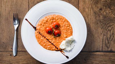 Recipe: <a href=" http://kitchen.nine.com.au/2017/01/23/15/39/caprese-risotto-mozzarella-tomato-and-basil" target="_top">Caprese risotto (mozzarella, tomato and basil)</a>