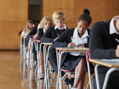 Students sitting final school exams.