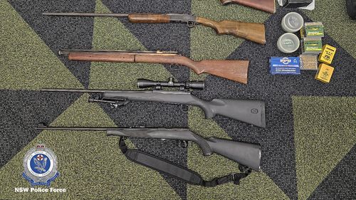NSW police have seized 80 guns and tens of thousands of rounds of ammunition in a crackdown on gun owners allegedly linked to bikie gangs or other organised crime groups.
