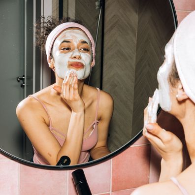 Woman doing a face mask