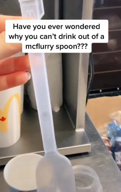 A former McDonald's employee has revealed the actual purpose of the hollow end of the McFlurry spoon