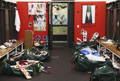 Images of Hughes were placed inside the Australian dressing room.
