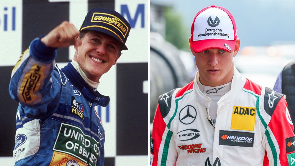 Michael Schumacher (r) and his son Mick.